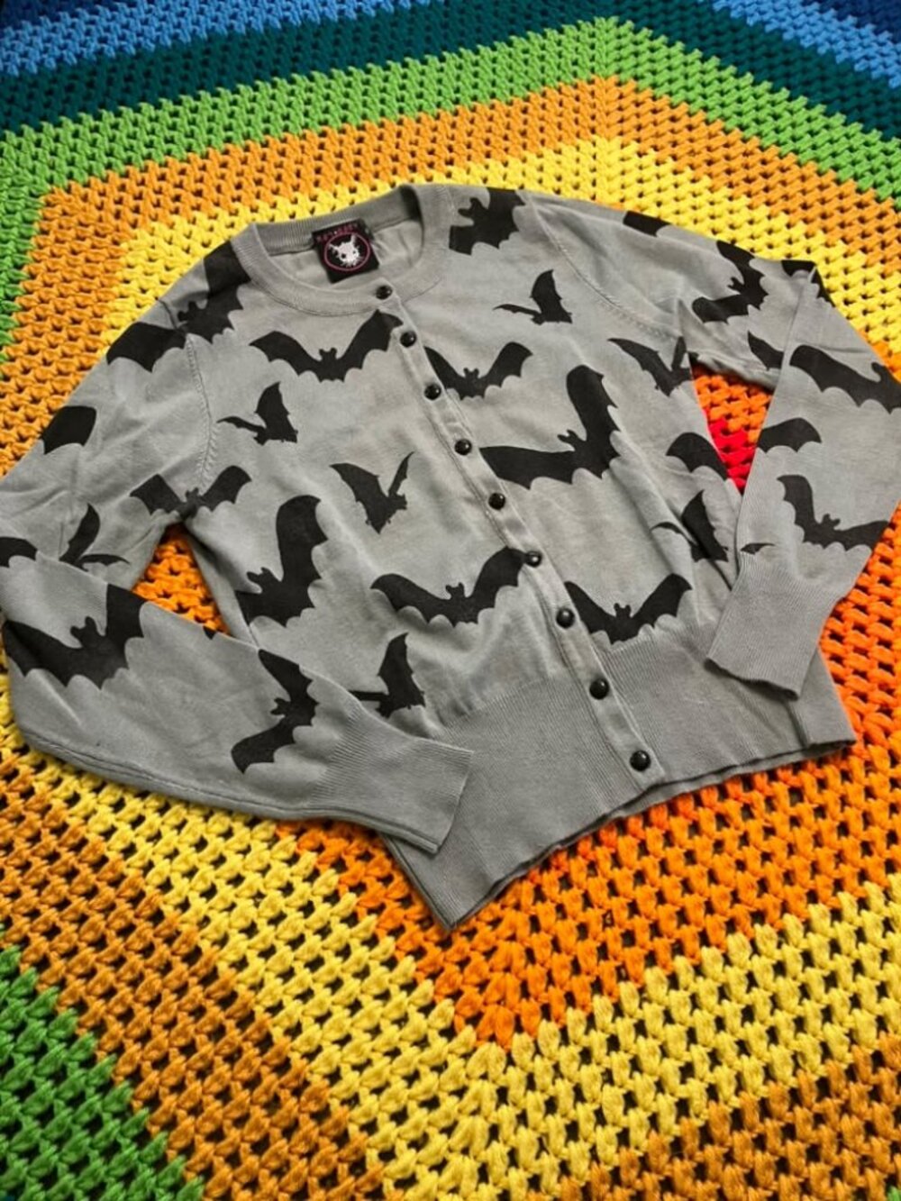 Rat Baby Grey Gray Black Bat Goth Halloween Cardigan Sweater S